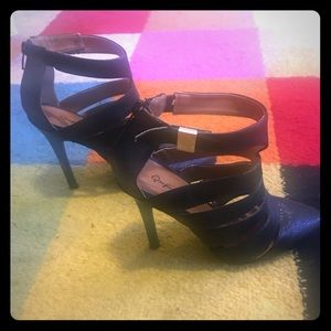 Black Caged Closed Toe Heels